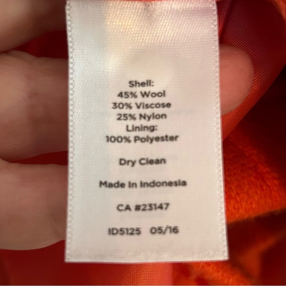 Talbots Women's Vibrant Orange Wool Coat - Picture 4 of 6